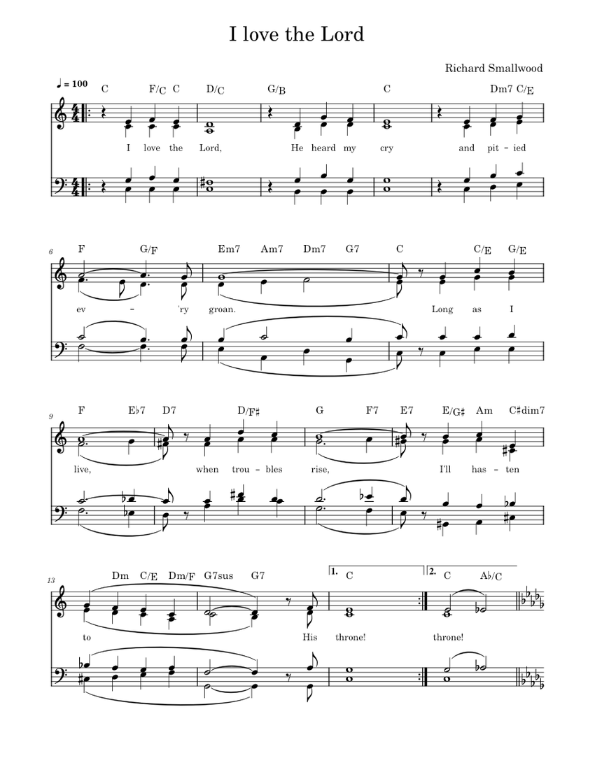 I love the Lord - Richard Smallwood Sheet music for Female, Male ...