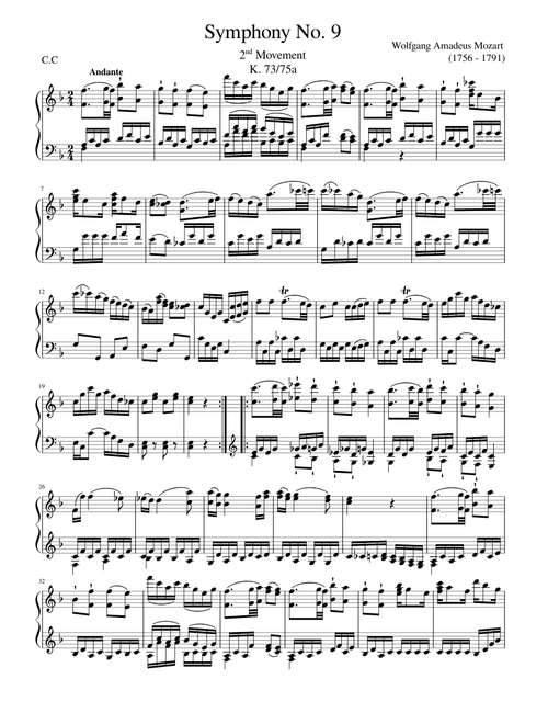Symphony No.9, K.73/75a 2nd Movement – Wolfgang Amadeus Mozart