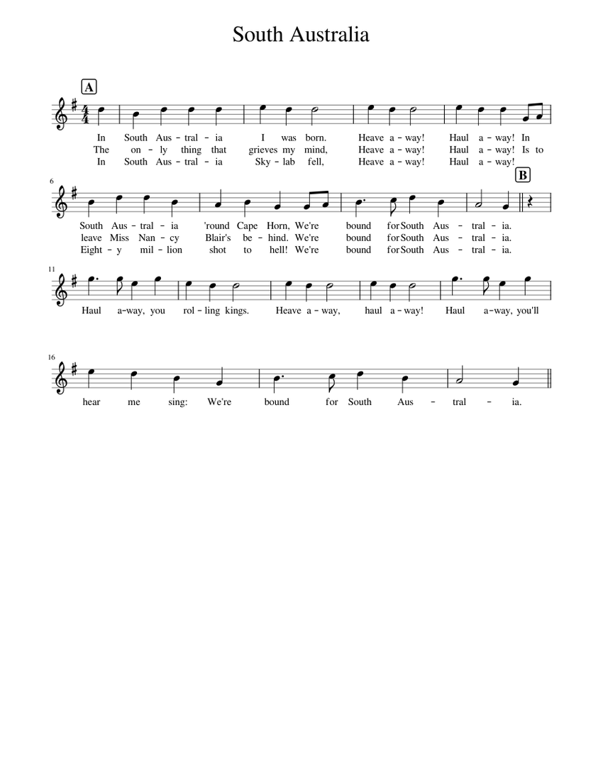 South Australia Sheet music for Piano (Solo)