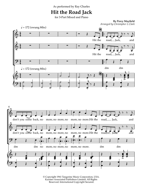 Hit The Road Jack (Arr. Christopher L Clark) - Percy Mayfield (Choral, 3-Part Mixed)