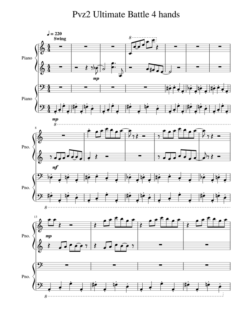 Pvg Score Pvz2 Modern Day - Ultimate Battle – Peter McConnell Sheet Music for ...