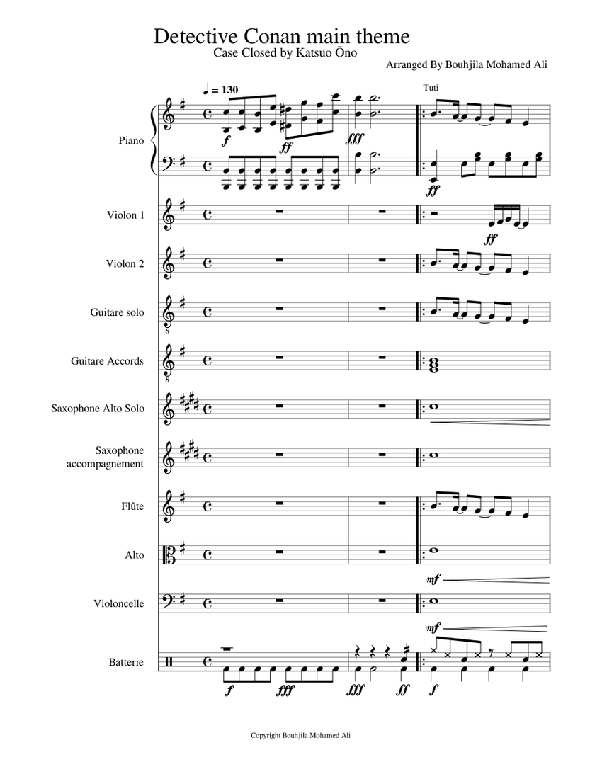 Detective conan saxophone sheet music on sale