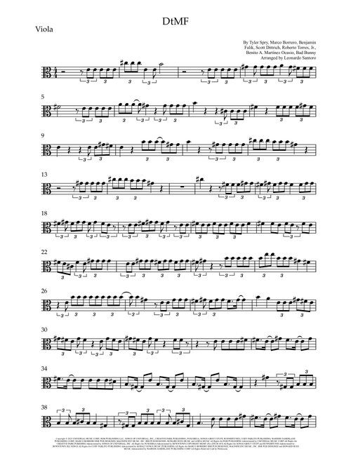 Dtmf (Arr. Leonardo Santoro) - Bad Bunny (Viola Solo)
