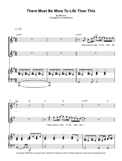 There Must Be More To Life Than This (Arr. Tunescribers) - Mercury (Piano Vocal)