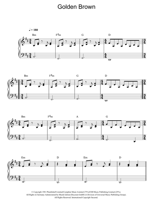 Golden Brown - The Stranglers (Easy Piano)
