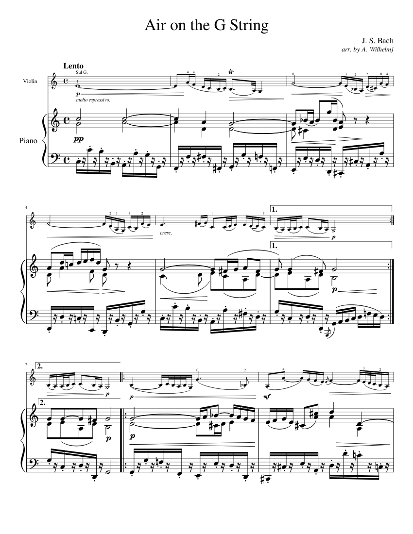 Bach air on g string piano discount