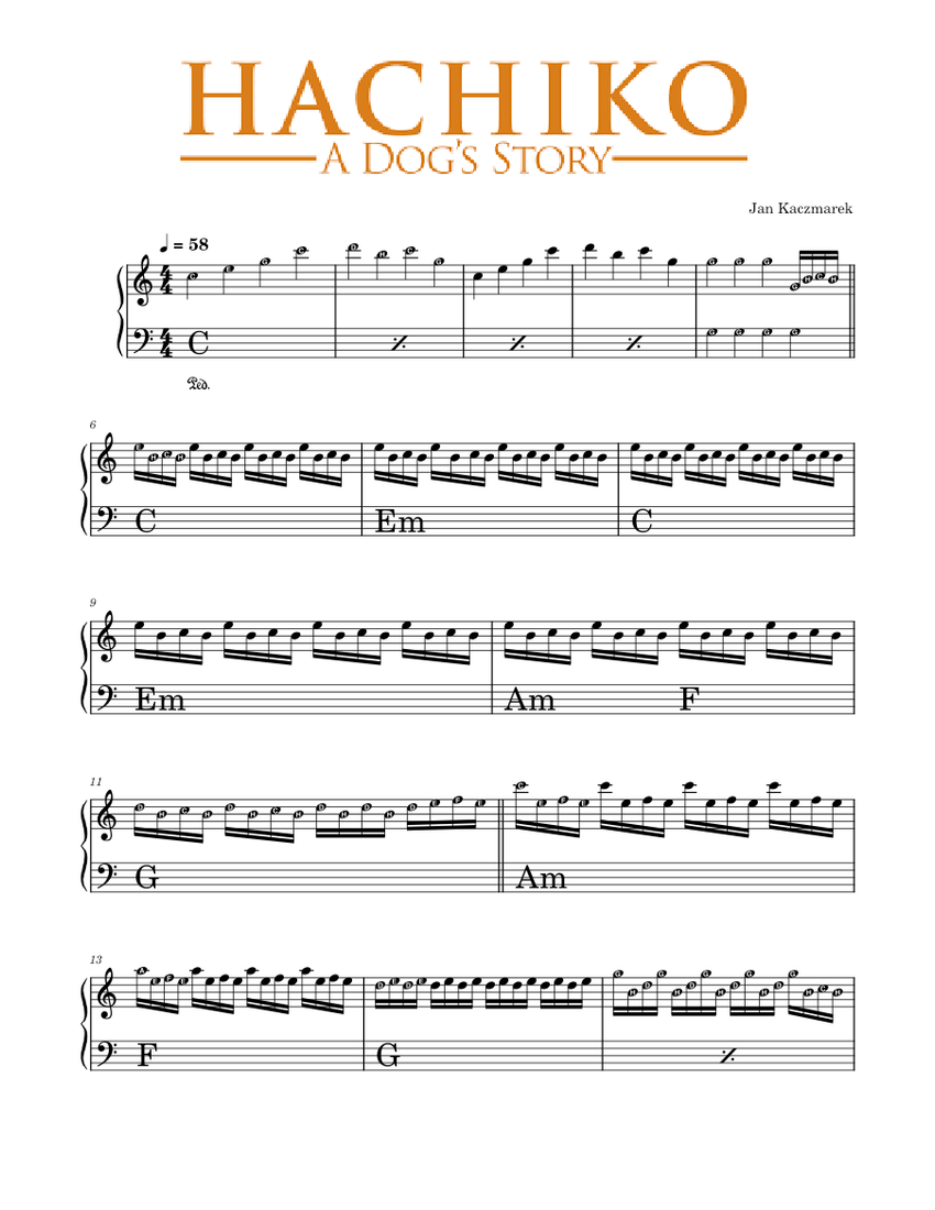 Goodbye (Hachiko) - Jan Kaczmarek Sheet Music with Chords