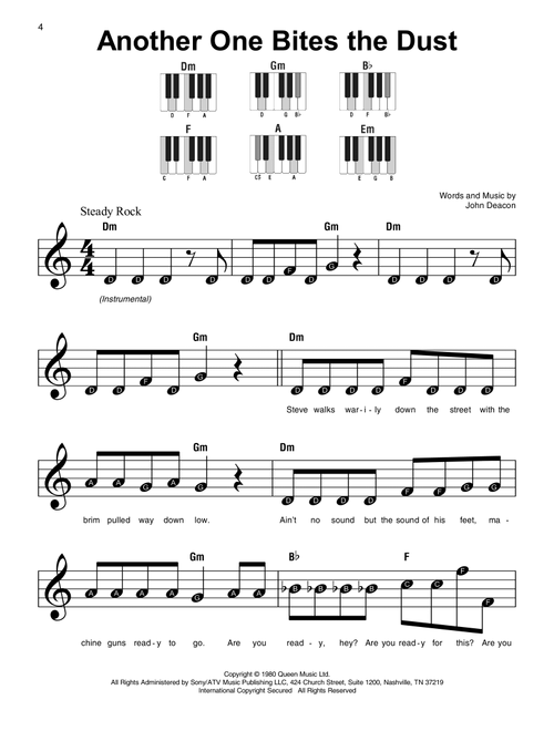 Another One Bites The Dust - Queen (Super Easy Piano)