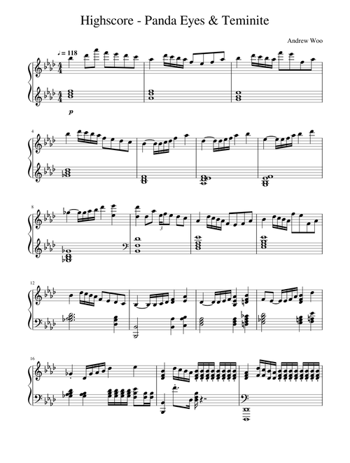 Highscore Panda Eyes & Teminite Piano Cover