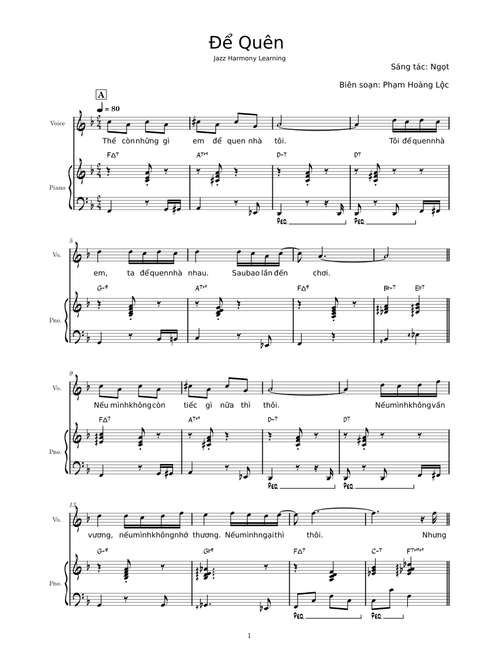 Để Quên – Ngọt Để quên (More Jazz)