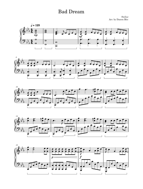 Bad Dream – Stellar (Full Piano Cover)