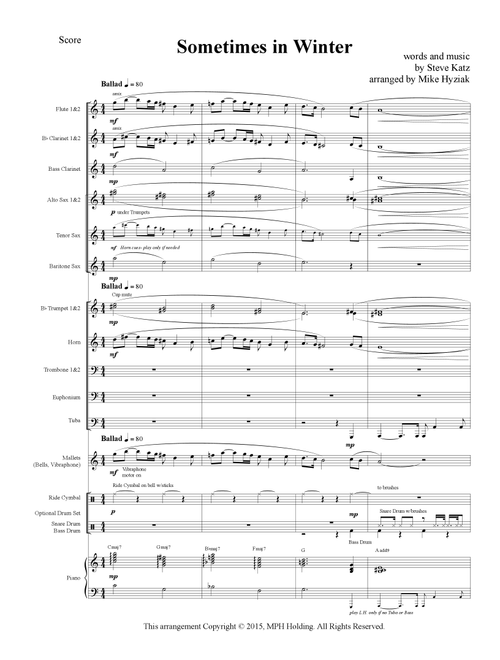 Sometimes In Winter (Arr. Mike Hyziak) - Blood, Sweat & Tears (Large Ensemble)
