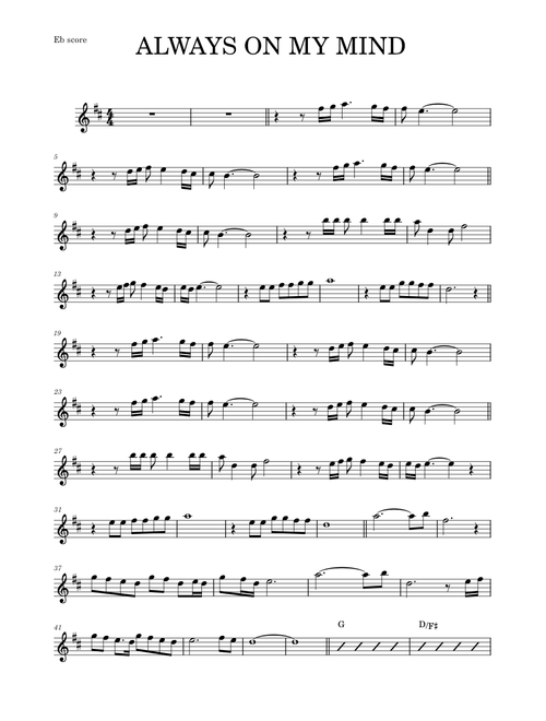Always on my mind – Elvis Presley (ALTO SAX)