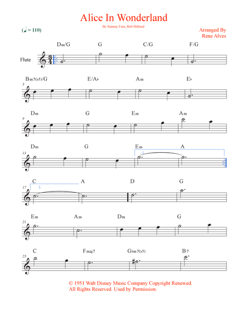Alice In Wonderland (Arr. Rene Alves) - Bill Evans (Flute Solo)