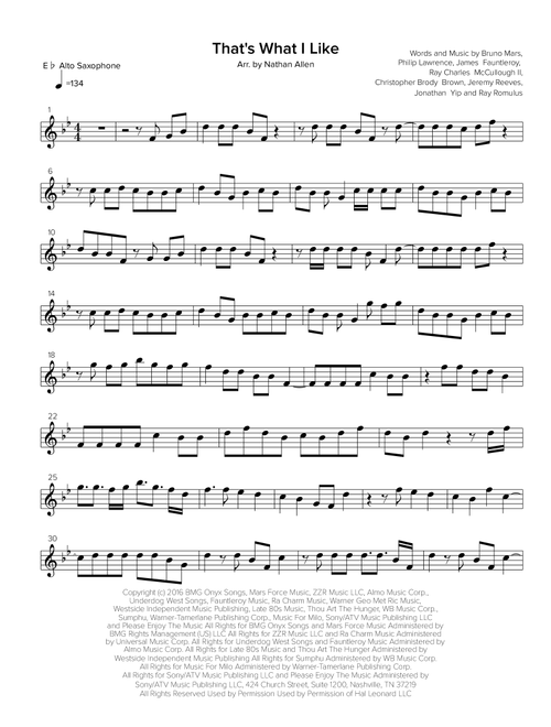 That's What I Like (Arr. Nathan Allen) - Bruno Mars (Alto Sax Solo)
