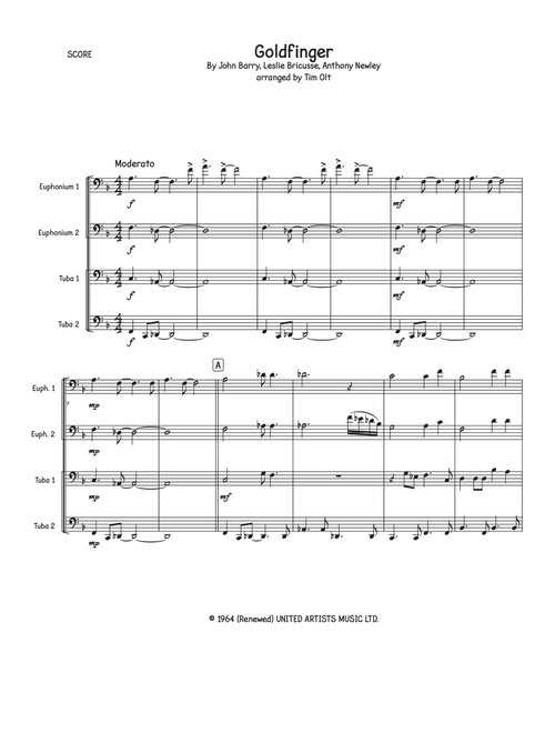 Goldfinger (Arr. Tim Olt) - John Barry, Anthony Newley, Leslie Bricusse (Brass Ensemble)