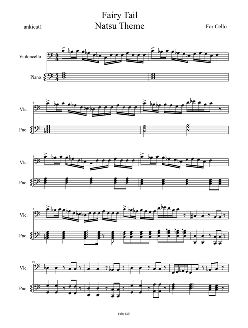 Natsu Theme/ Fairy Tail for Cello