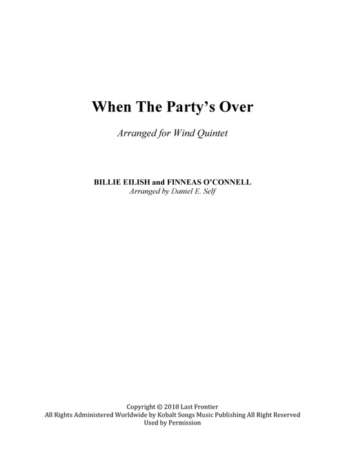 When The Party's Over (Arr. Daniel E. Self) - Billie Eilish (Woodwind Ensemble)