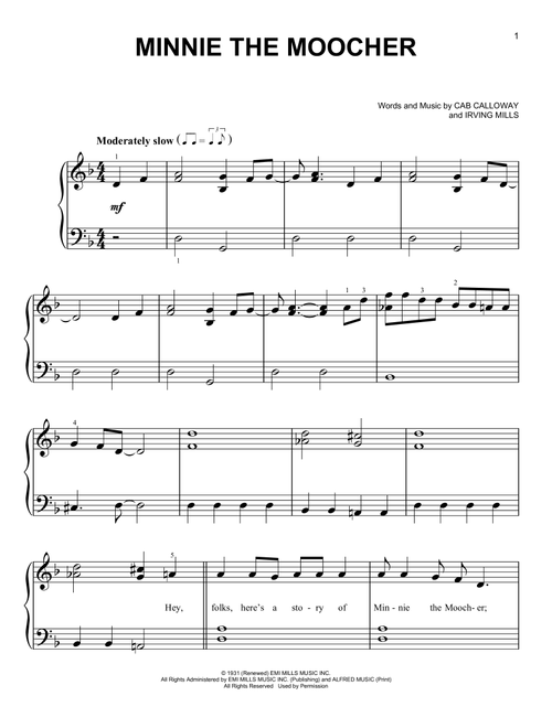 Minnie The Moocher - Big Bad Voodoo Daddy (Very Easy Piano)