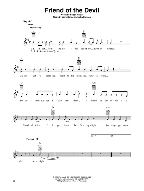 Friend Of The Devil (arr. Fred Sokolow) - Grateful Dead (Banjo Lyrics & Chords)