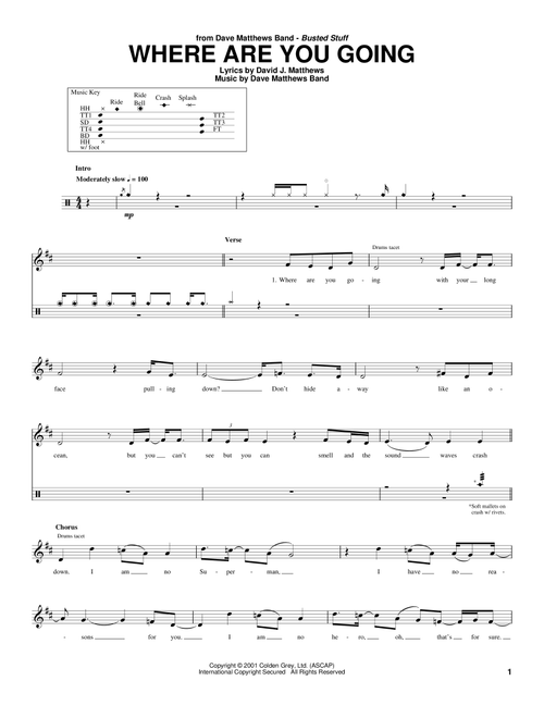Where Are You Going - Dave Matthews Band (Drum Transcription)