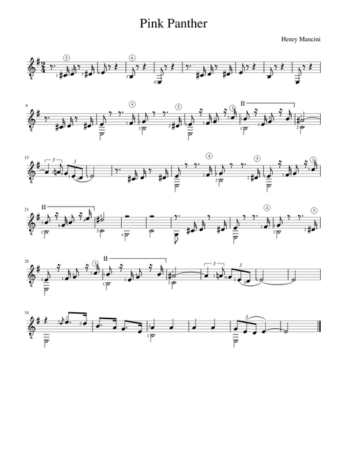 Pink Panther theme for guitar