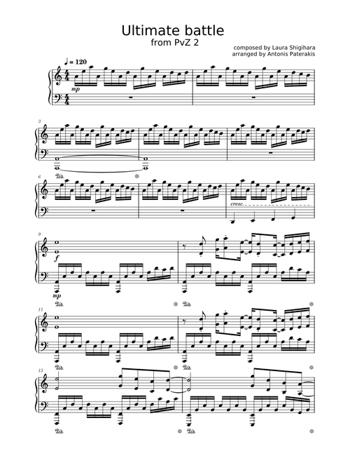 Plants VS Zombies - Ultimate Battle – Laura Shigihara (for piano solo)