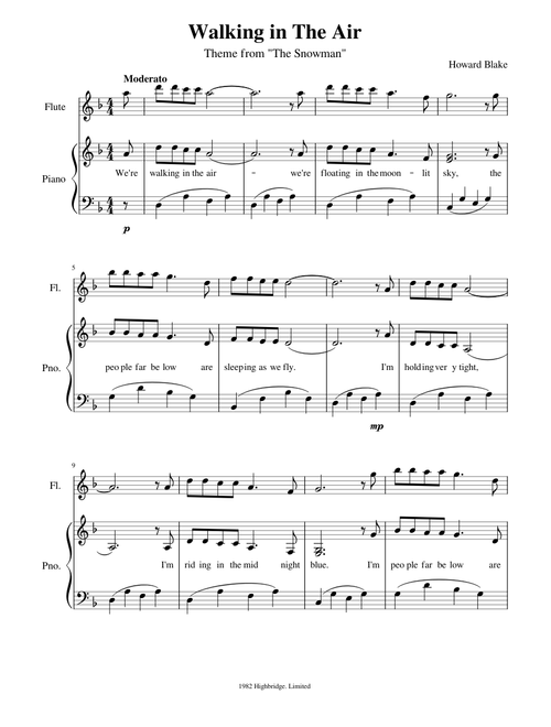 Walking in The Air with Piano Accompianment