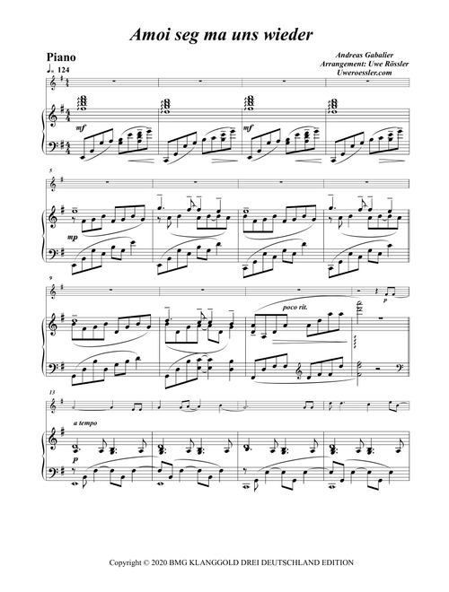 Amoi Seg' Ma Uns Wieder (Arr. Uwe Roessler / Rössler / Rassler) - Anthony Christopher Britten (Clarinet and Piano)