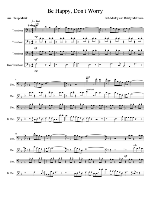 Don't Worry Be Happy – trombone quartet