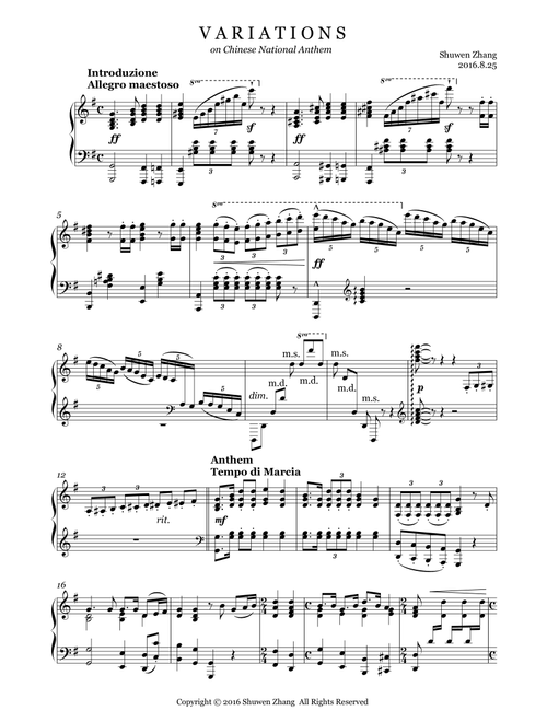 Variations on Chinese National Anthem - Schuwenn Z. (Piano Solo)
