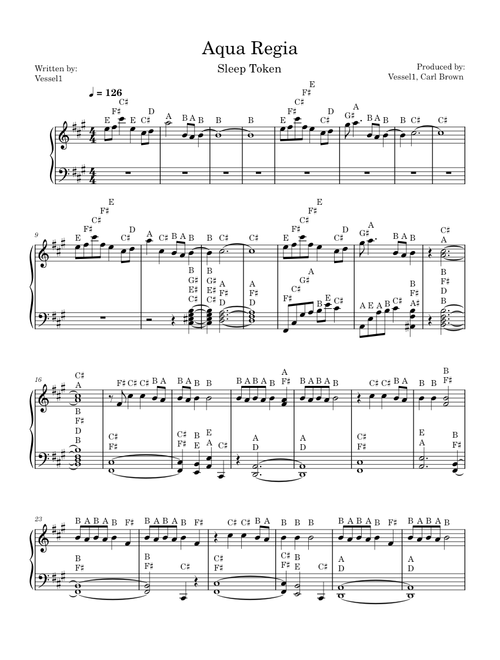 Aqua Regia – Sleep Token Solo-Piano Intermediate