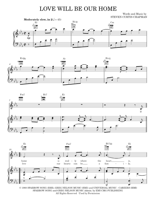 Love Will Be Our Home - Sandi Patty, Steven Curtis Chapman (Piano-Vocal-Guitar)