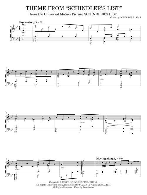 Theme from Schindler's List - John Williams (Piano Solo)