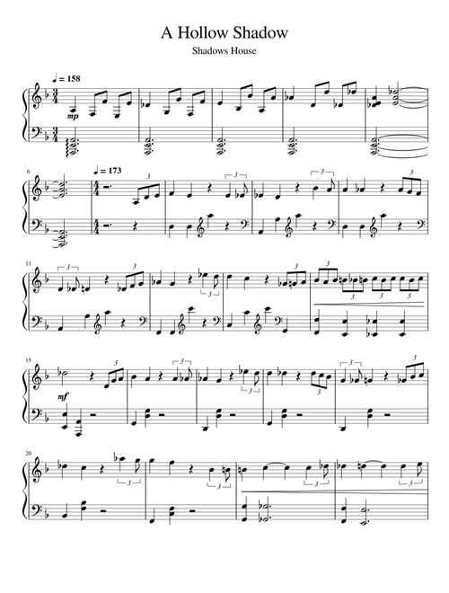 A Hollow Shadow - Shadows House Opening piano cover シャドーハウス オープニングテーマ 影宅OP 钢琴 末廣健一郎