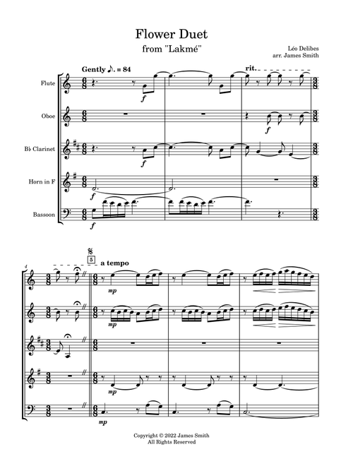 Flower Duet from Lakmé (Arr. James Smith) - Léo Delibes (Woodwind Ensemble)