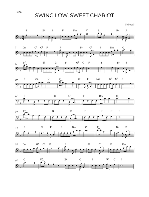 SWING LOW, SWEET CHARIOT (Arr. Alex Nunes Rodrigues) - Spiritual (Tuba Solo)