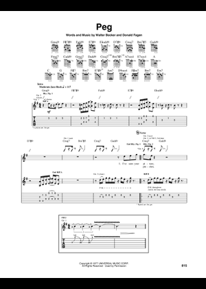 Peg - Steely Dan Sheet Music for Guitar, Bass guitar (Mixed Duet ...