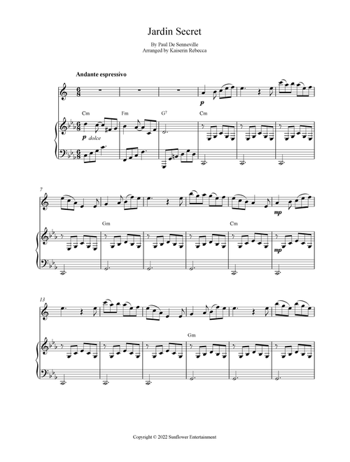 Jardin Secret (Arr. Kaiserin Rebecca) - Clayderman Richard (Alto Sax and Piano)