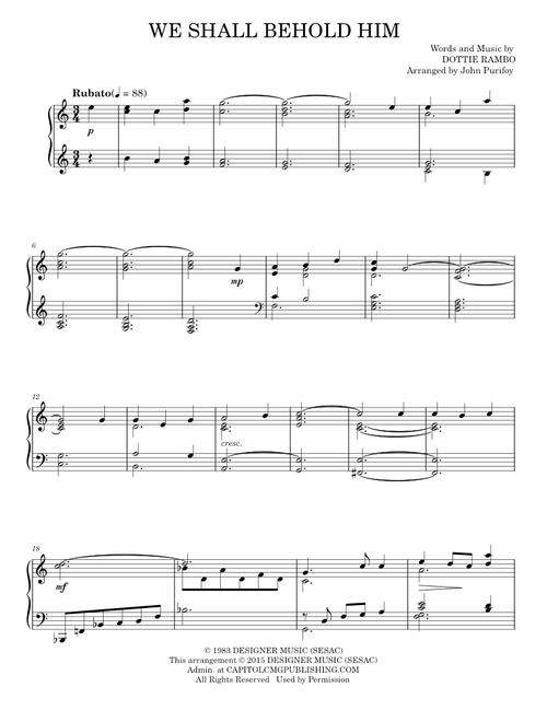 We Shall Behold Him - Dottie Rambo (Piano Solo)