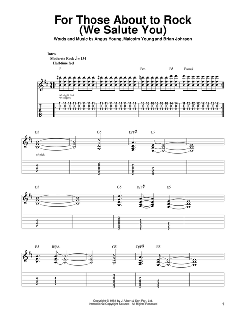 For Those About To Rock (We Salute You) - AC/DC (Easy Guitar with TAB)