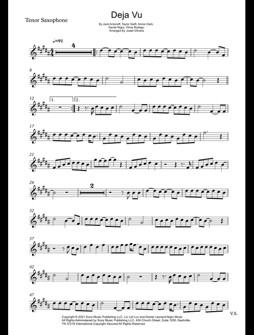 Deja Vu (Arr. Josiel Oliveira) - Olivia Rodrigo (Tenor Sax Solo)