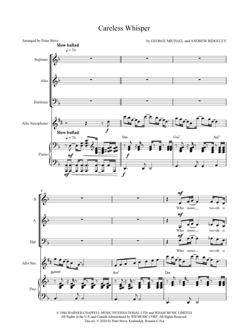 Careless Whisper (Arr. Peter Stöve) - Gabrielle Aplin (Choral, SAB)