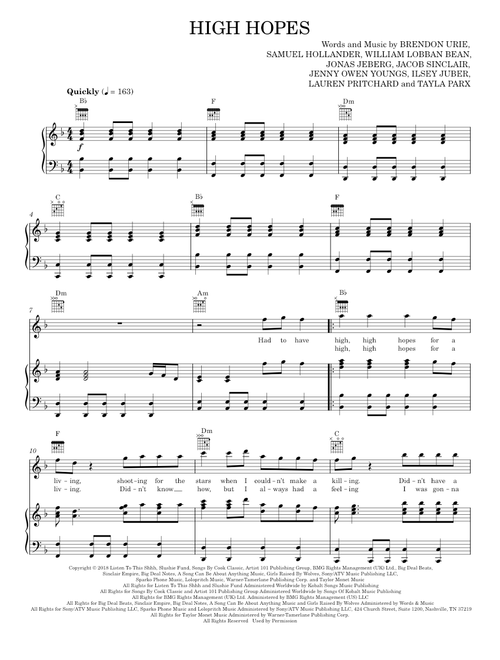 High hopes - Panic! At the Disco (Piano-Vocal-Guitar)