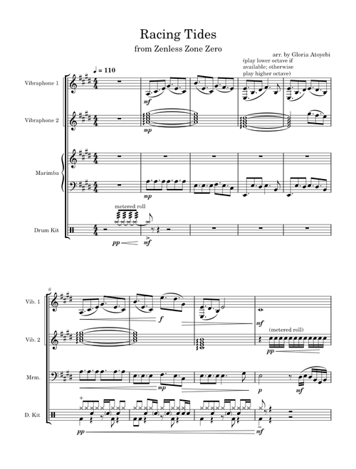 Racing Tides – Sān-Z, HOYO-MiX - Percussion quartet arrangement