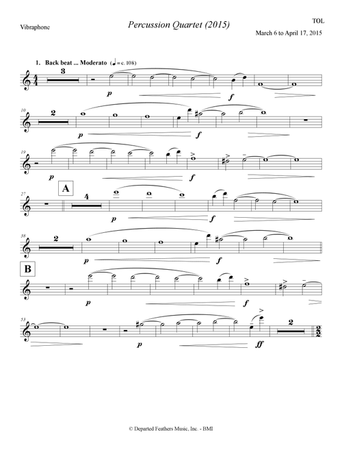 Percussion Quartet (2015) vibraphone part - Thomas Oboe Lee (Vibraphone Solo)