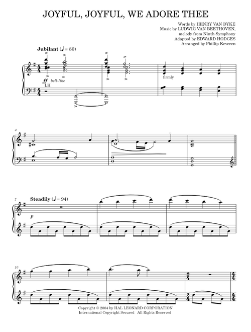 Joyful, Joyful, We Adore Thee - Ludwig van Beethoven (Piano Solo)