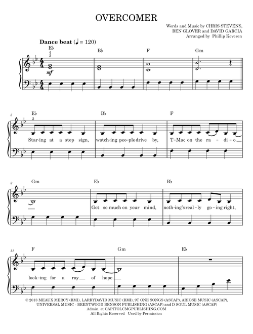 Overcomer - Ben Glover (Easy Piano)