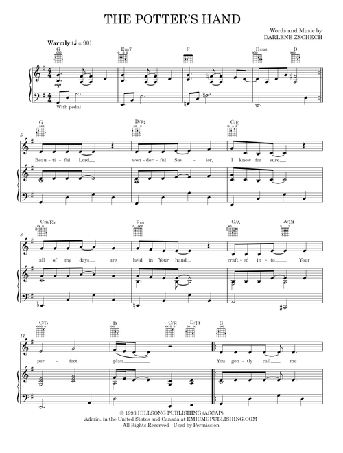 The Potter's Hand - Darlene Zschech (Piano-Vocal-Guitar)