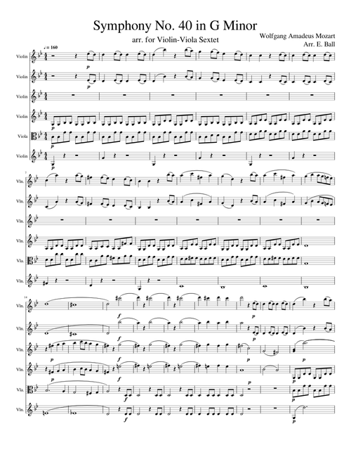 Mozart 40 for String Sextet (WIP)
